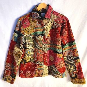 VINTAGE Chico’s Intricately Embroidered Multi Design Blazer Jacket M
